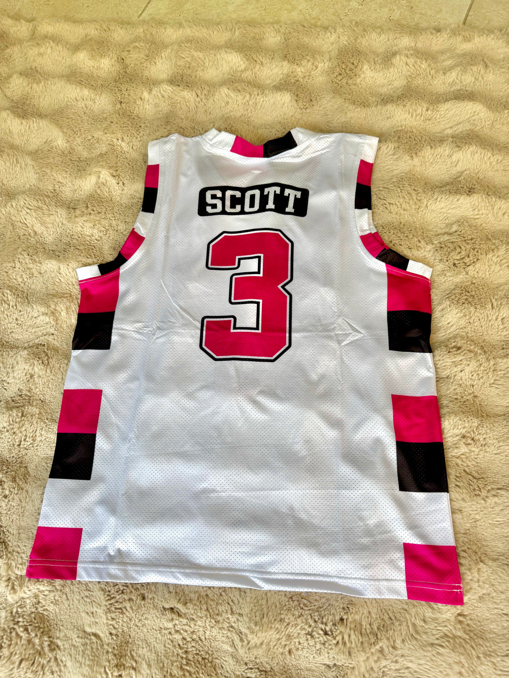 Maillot Lucas Scott #3 Blanc et Rose - Adulte