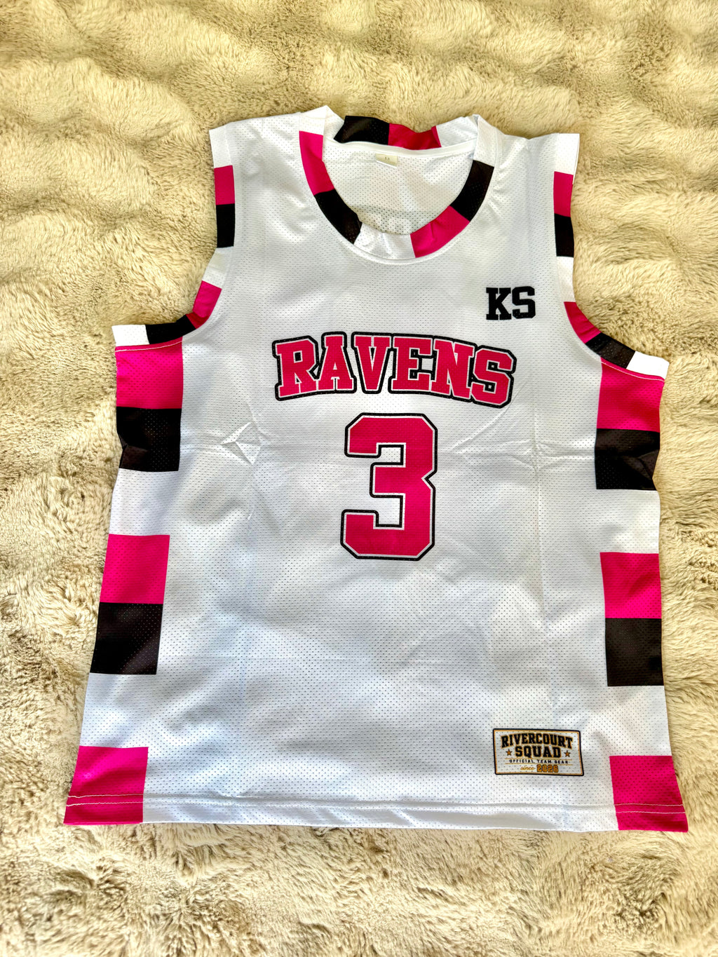 Maillot Lucas Scott #3 Blanc et Rose - Adulte