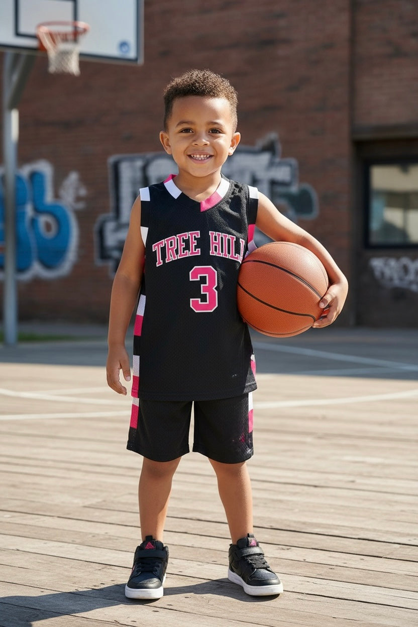 Ensemble Basket Enfant - SCOTT #3 (noir et rose)