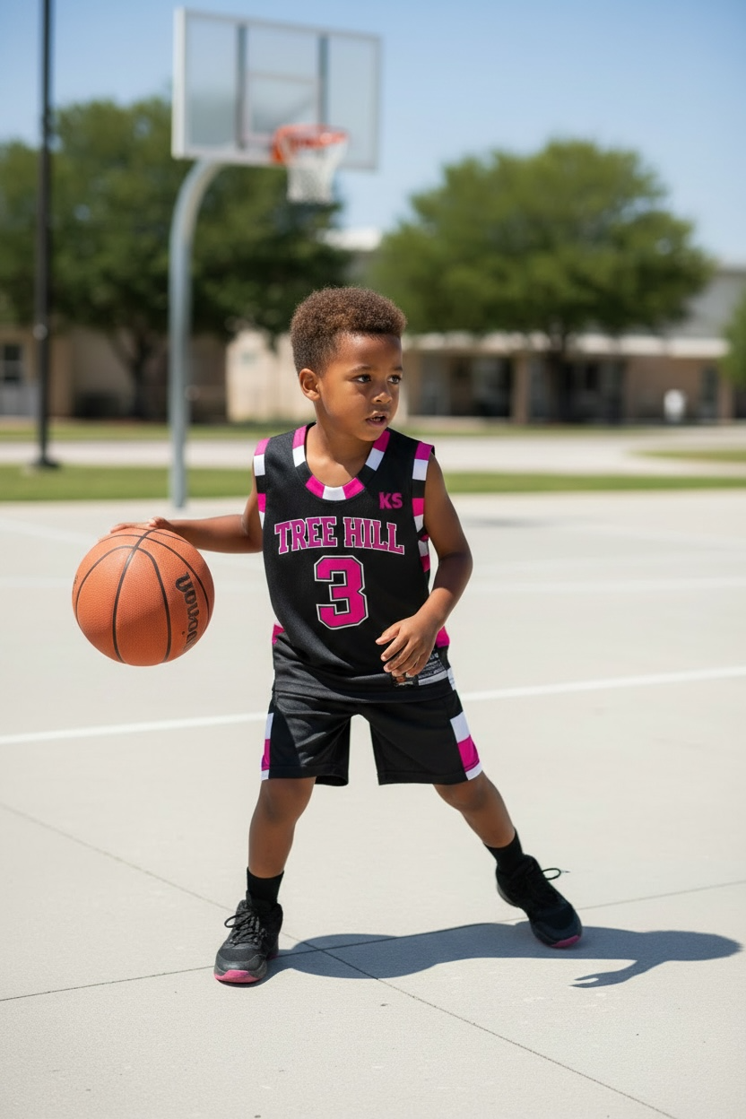 Ensemble Basket enfant - TAYLOR #3 (Noir et Rose)