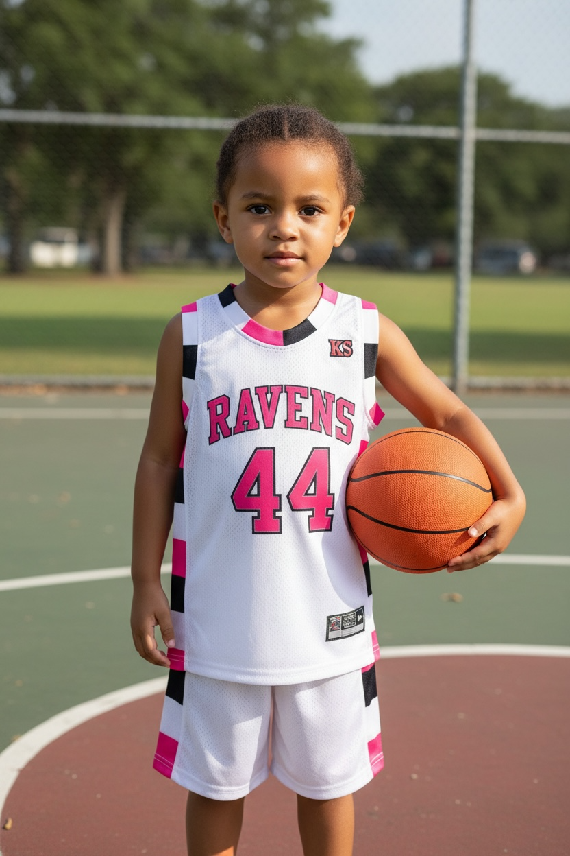 Ensemble Basket enfant - FIELDS #44 (Blanc et Rose)