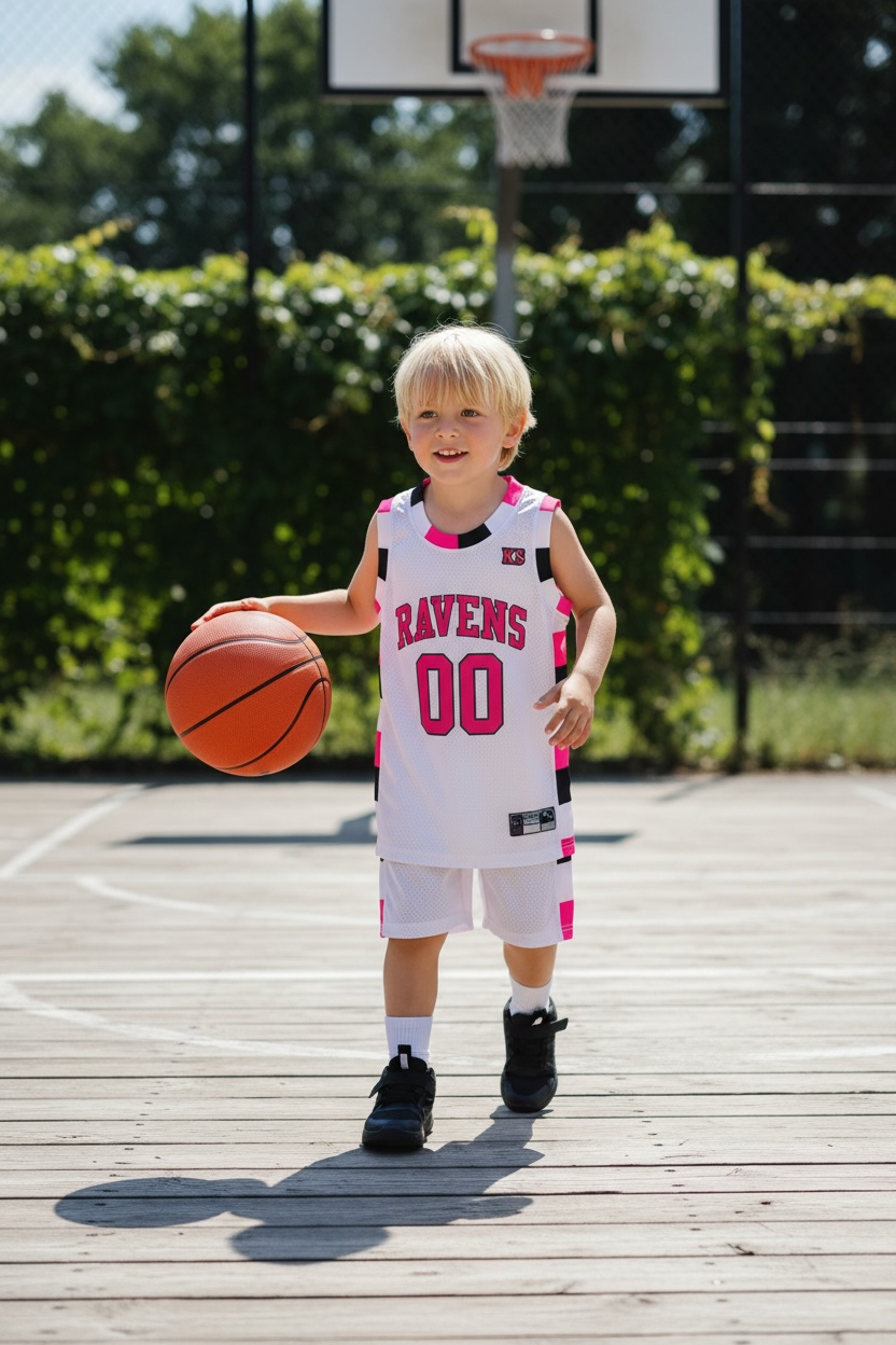 Ensemble Basket Enfant – Jagielski #00 (Rose et Blanc)