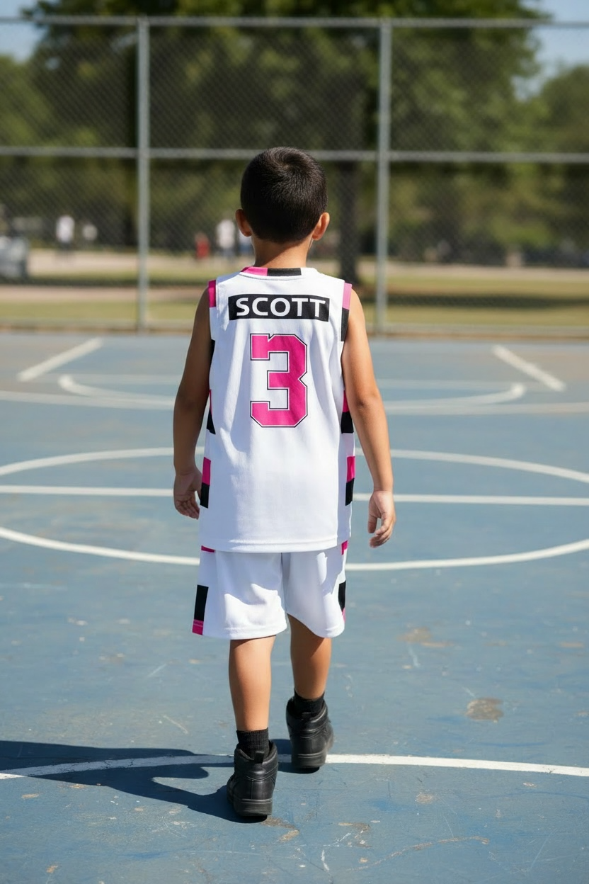 Ensemble Basket Enfant - SCOTT #3 (blanc et rose)