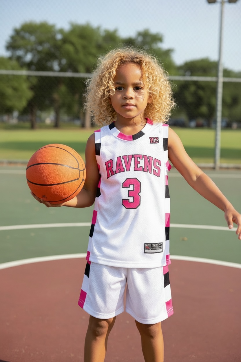 Ensemble Basket Enfant - SCOTT #3 (blanc et rose)